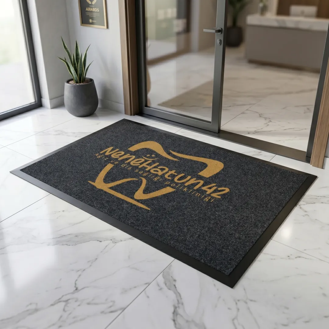 Nenehatun Diş Sağlığı kliniği logolu kapı önü paspası 100 x 210 cm
