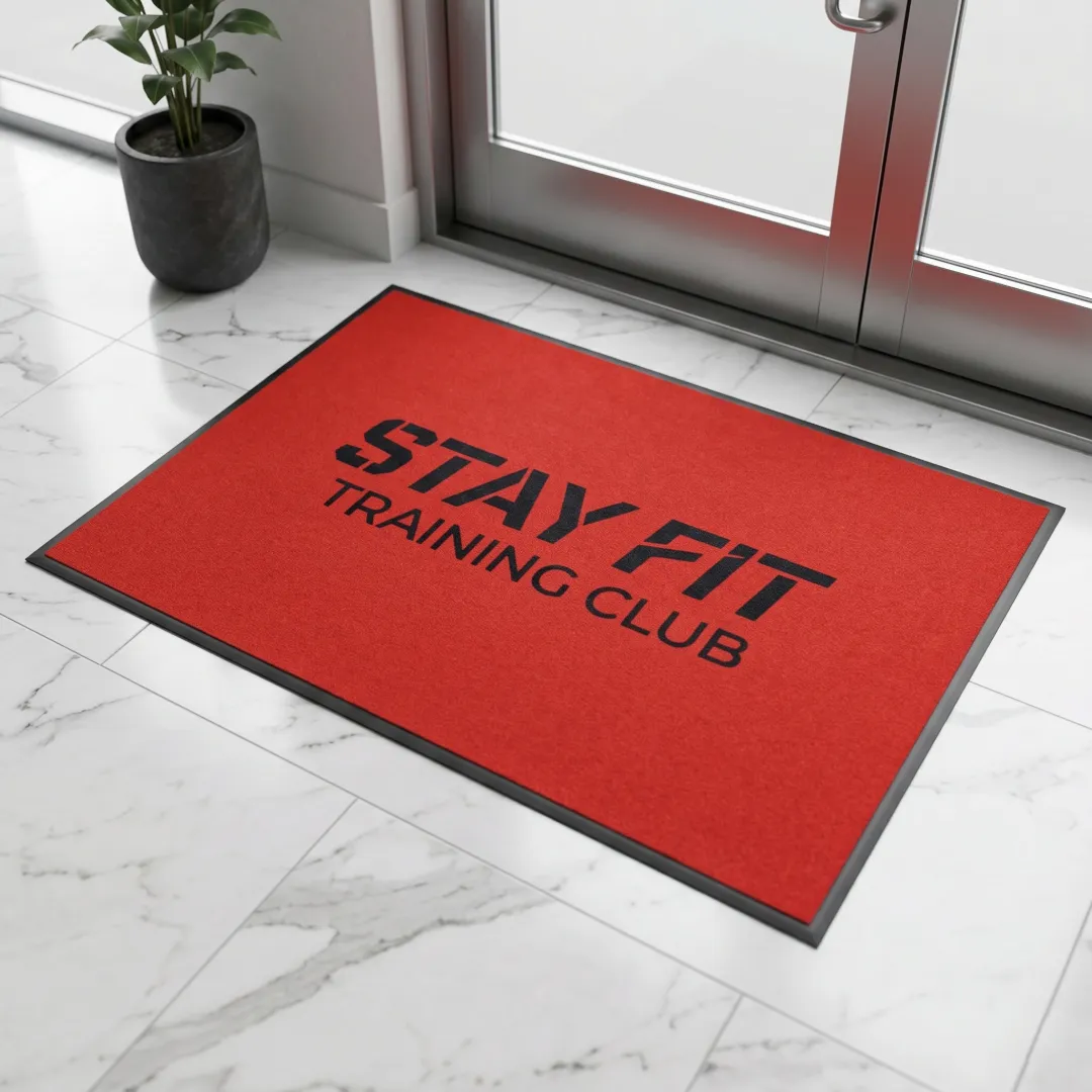 Stay Fit Training Club kırmızı zeminli logolu halı paspas