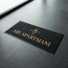Arı Evleri site ve apartman logolu paspas örneği 56,5 x 142,5 cm
