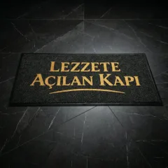 Lezzete Açılan Kapı restoran logolu paspas örneği 63 x 148 cm