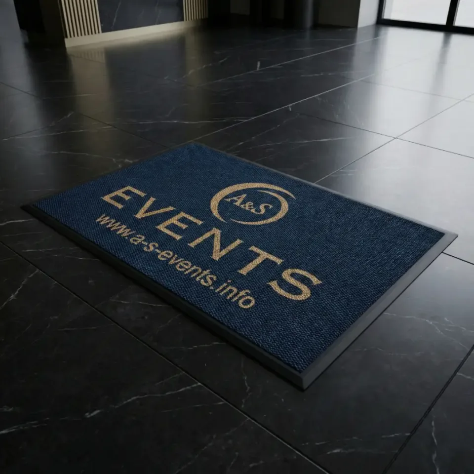 AS Events event ve düğün salonu logolu paspas örneği 70 x 120 cm