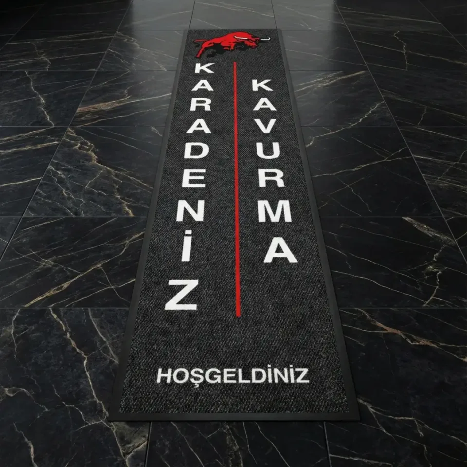 Karadeniz Kavurma restoran logolu paspas örneği 70 x 300 cm