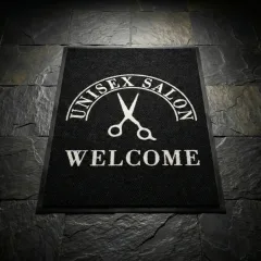 LUXUS Hair | Beauty | Nail Salons kuaför ve güzellik salonu logolu paspas örneği 80 x 106 cm