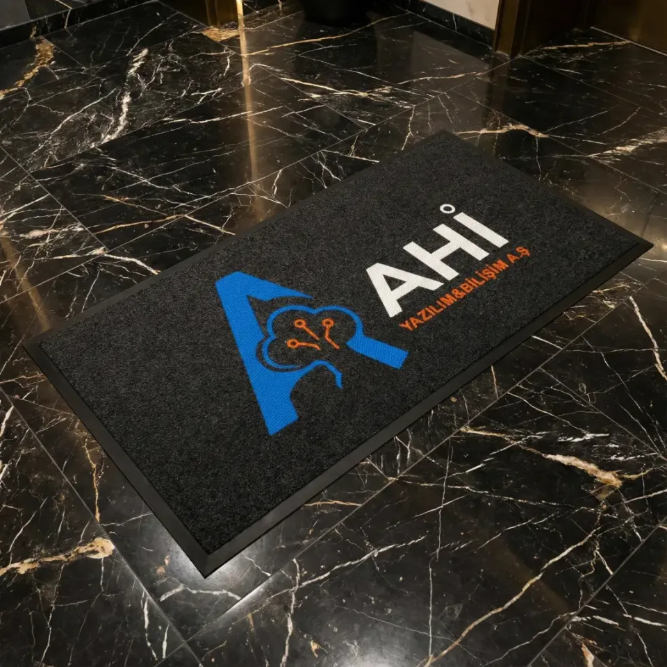 AHİ ofis logolu paspas örneği 100 x 200 cm