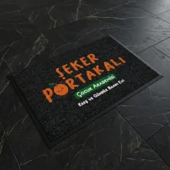 Şeker Portakalı okul logolu paspas örneği 60 x 90 cm