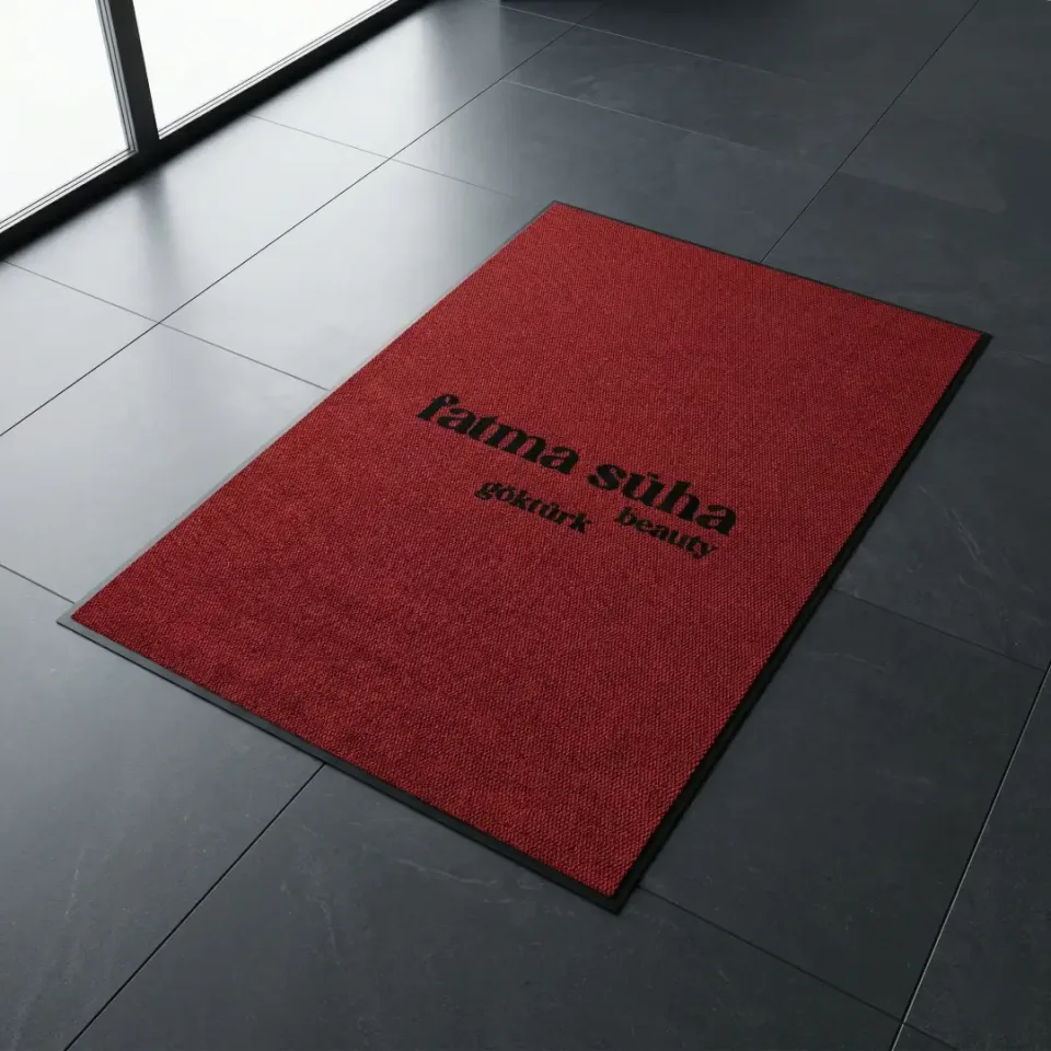Fatma Süha Beauty butik logolu paspas örneği 165 x 250 cm
