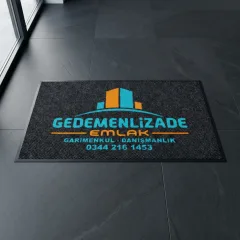 Gedemenlizade Emlak emlak ve inşaat ofisi logolu paspas örneği 70 x 120 cm