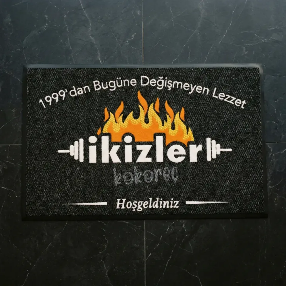 İkizler Kokoreç restoran logolu paspas örneği 70 x 110 cm