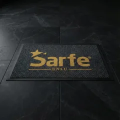 Sarfe fırın ve pastane logolu paspas örneği 60 x 100 cm antrasit ve 70 x 100 cm yeşil seçenekleri - seçenek 1