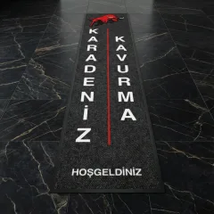 Karadeniz Kavurma restoran logolu paspas örneği 70 x 300 cm