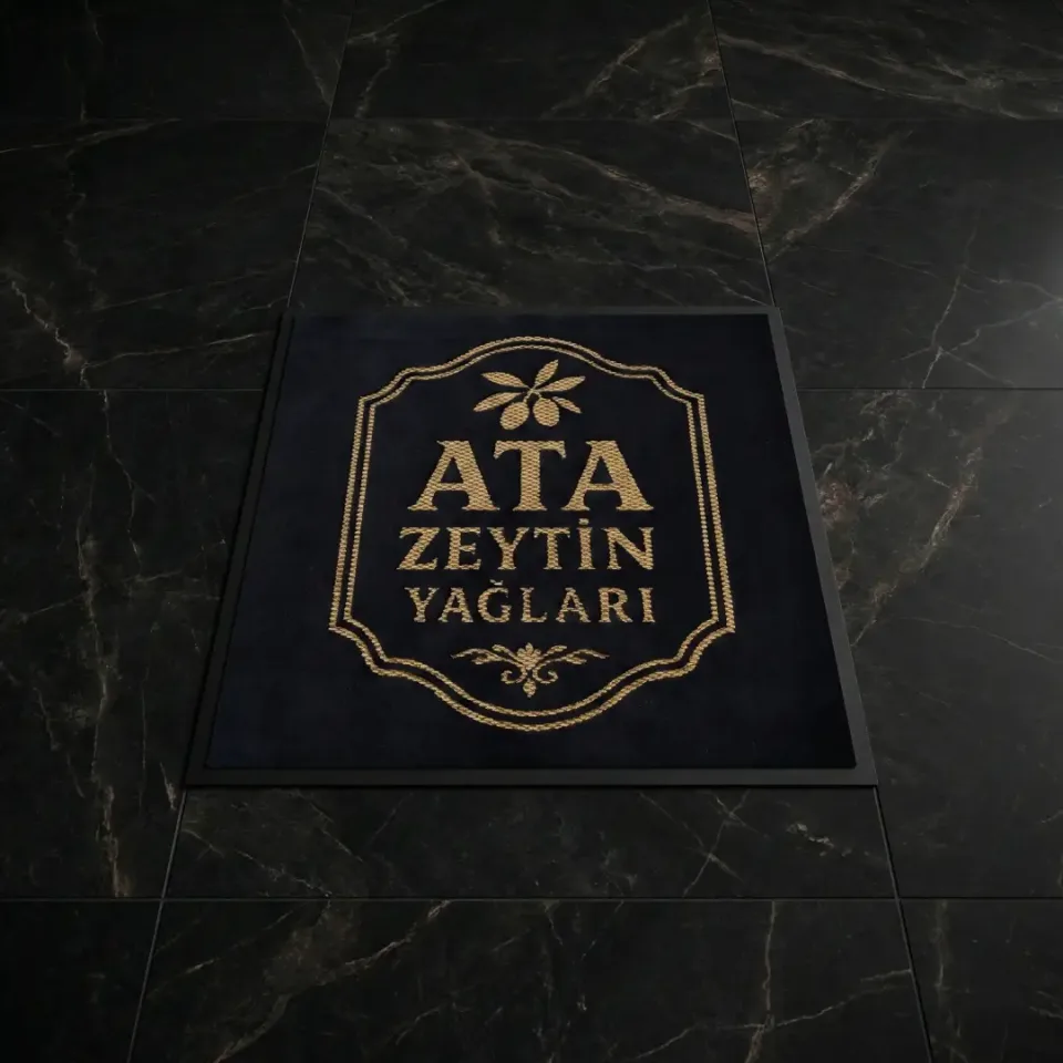 Ata Zeytinyagları mağaza logolu paspas örneği 100 x 100 cm