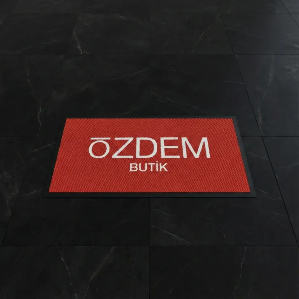 Özdem butik logolu paspas örneği 40 x 85 cm
