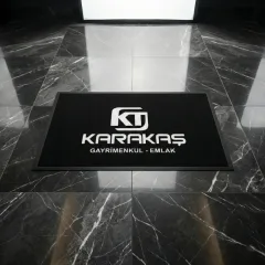 Karakaş Gayrimenkul emlak ve inşaat ofisi logolu paspas örneği 60 x 100 cm