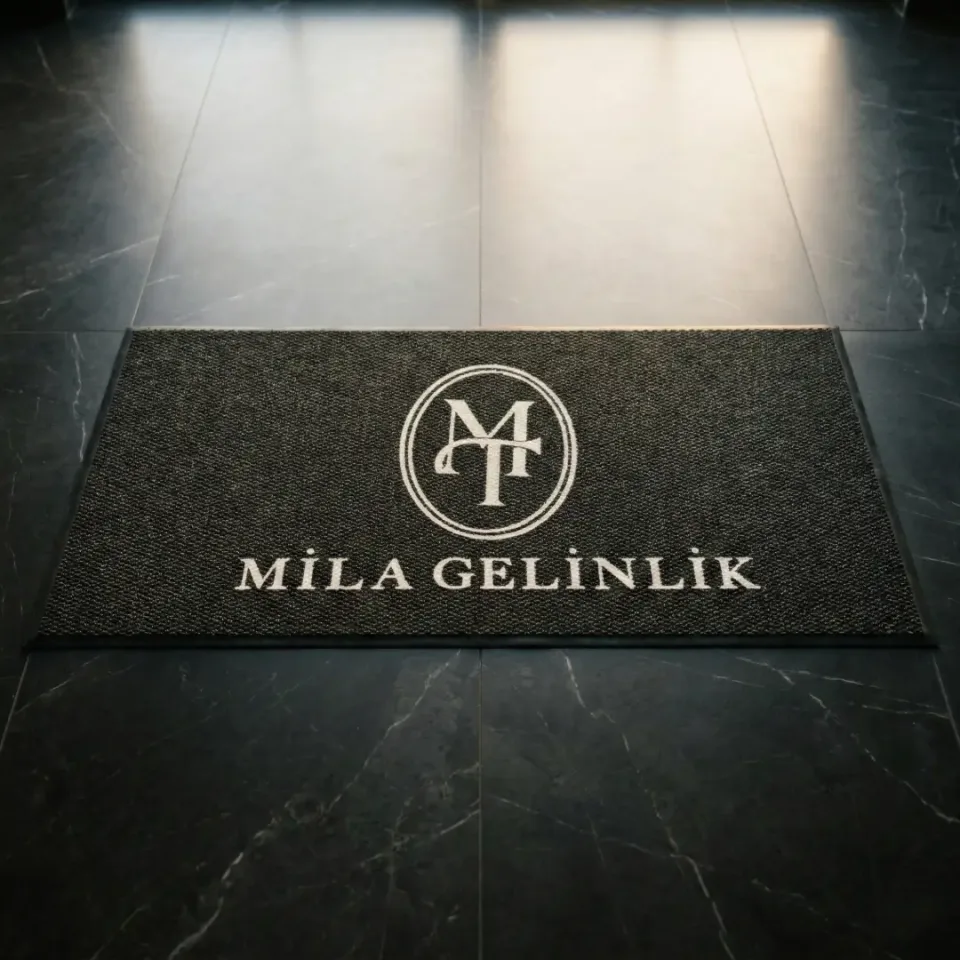 Mila Tükel Gelinlik butik logolu paspas örneği 80 x 150 cm