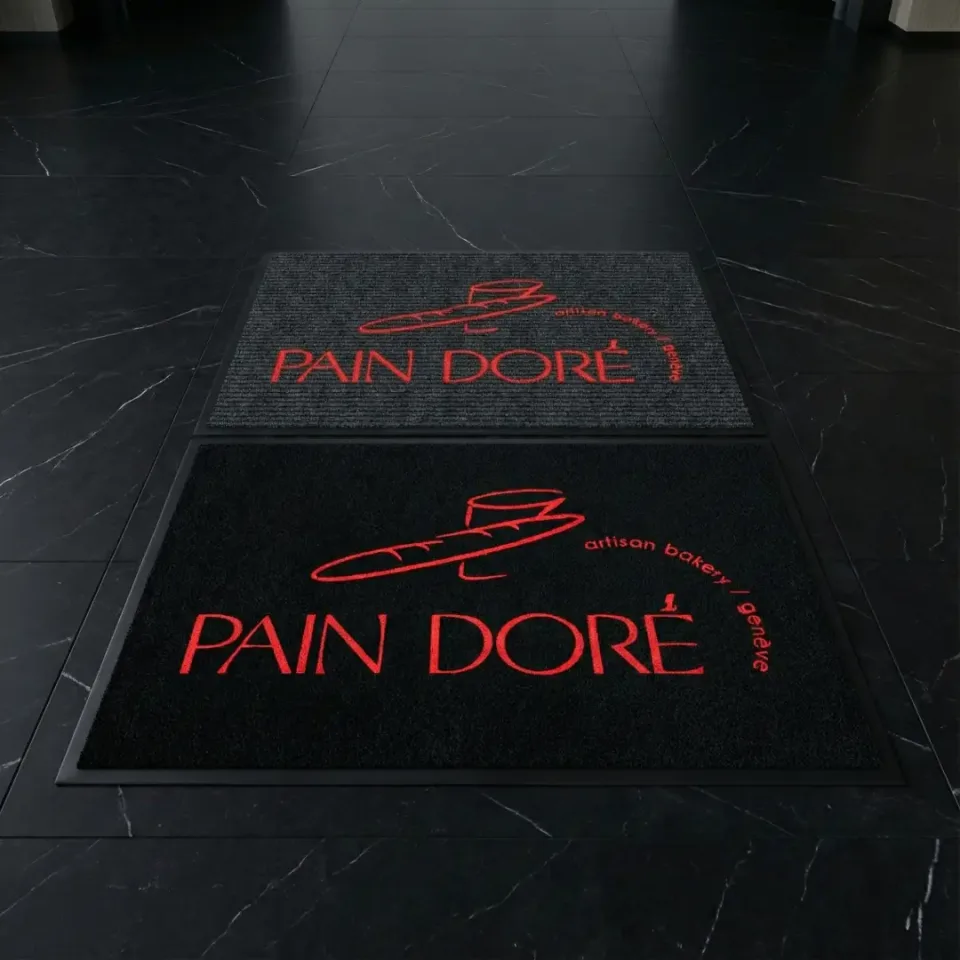 Pain Dore Bakery fırın ve pastane logolu paspas örneği 80 x 120 cm + 80 x 120 cm