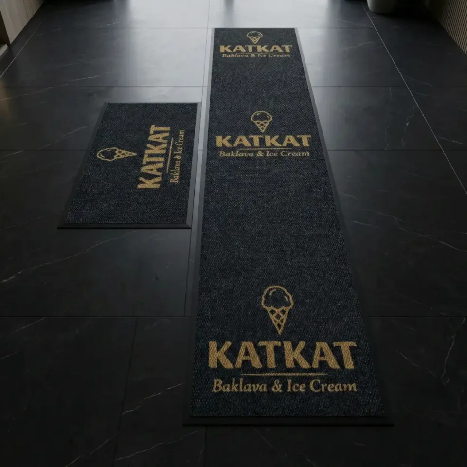 Katkat Baklava & Ice Cream cafe logolu paspas örneği 70 x 300 cm + 50 x 100 cm