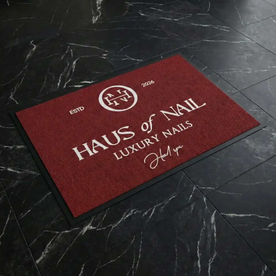 Haus of Nail kuaför ve güzellik salonu logolu paspas örneği 120 x 180 cm