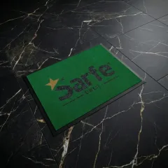 Sarfe fırın ve pastane logolu paspas örneği 60 x 100 cm antrasit ve 70 x 100 cm yeşil seçenekleri - seçenek 2