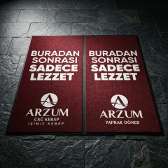 Arzum Döner restoran logolu paspas örneği 100 x 200 cm (2 adet)