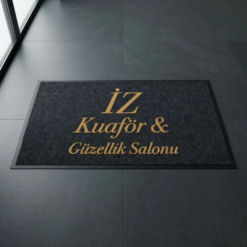İz Kuaför & Güzellik Salonu kuaför ve güzellik salonu logolu paspas örneği 80 x 150 cm