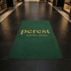 Perest Bottle Shop mağaza logolu paspas örneği 100 x 150 cm