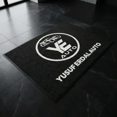 YE Auto otogaleri logolu paspas örneği 150 x 180 cm