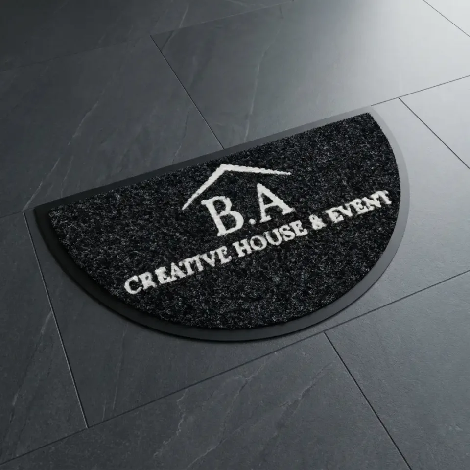 BA Creative House Event event ve düğün salonu logolu paspas örneği 30 x 60 cm
