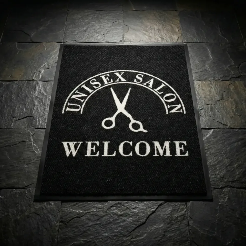 LUXUS Hair | Beauty | Nail Salons kuaför ve güzellik salonu logolu paspas örneği 80 x 106 cm