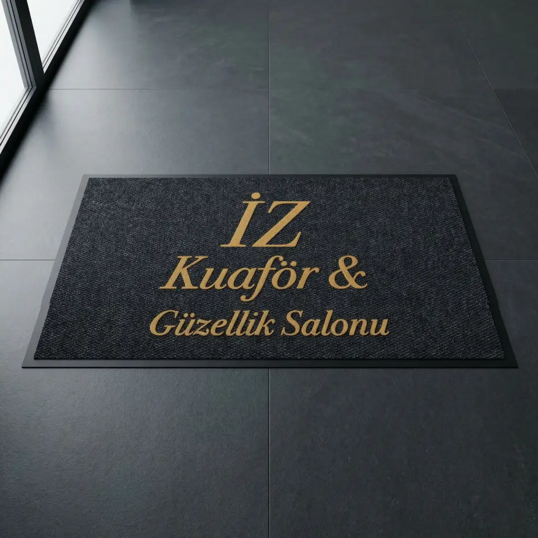 İz Kuaför & Güzellik Salonu Kuaför Ve Güzellik Salonu Logolu Paspas 80 x 150 cm