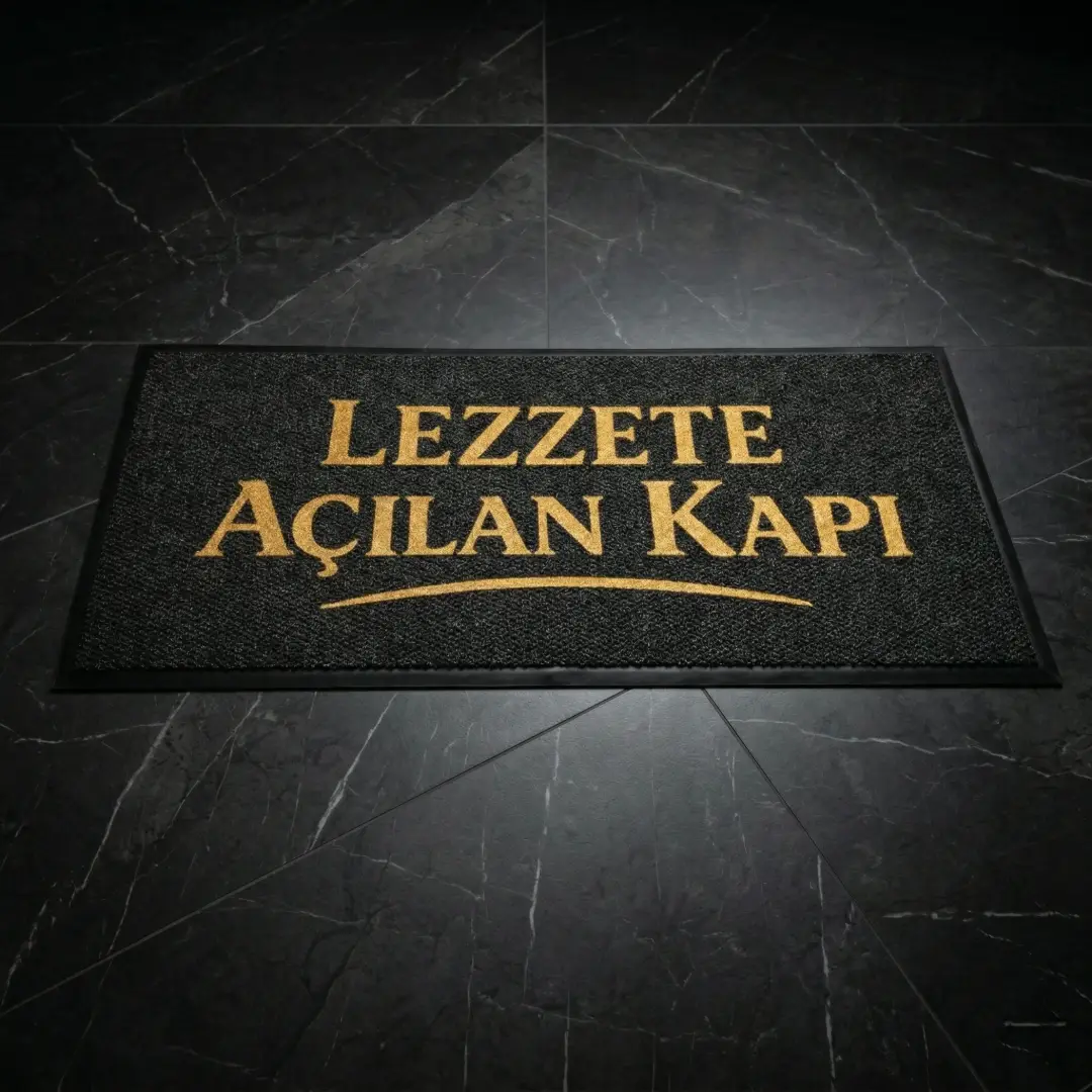 Lezzete Açılan Kapı Restoran Logolu Paspas 63 x 148 cm