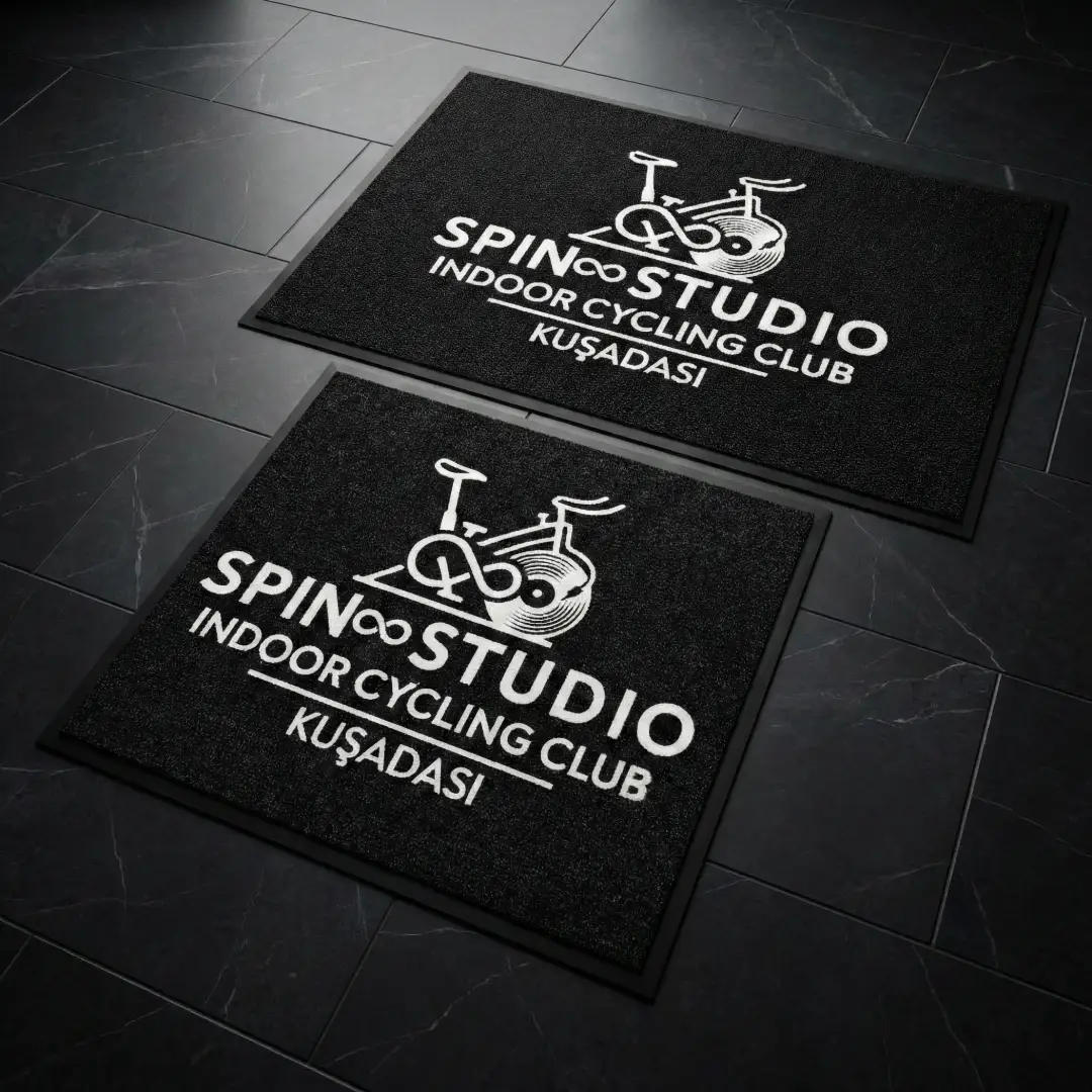 Spin Studio pilates salonu logolu paspas örneği 90 x 100 cm + 100 x 140 cm